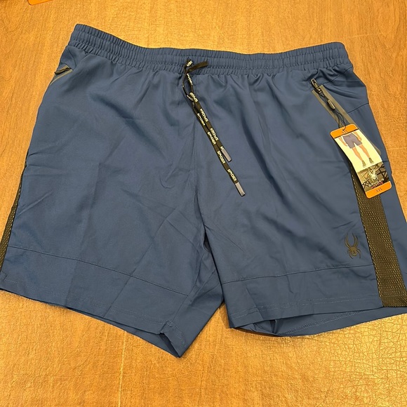 Spyder men’s active shorts  blue black size XXL NWT 2 pockets - Picture 1 of 9